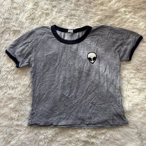 Brandy Melville Gray Alien Patch Tee